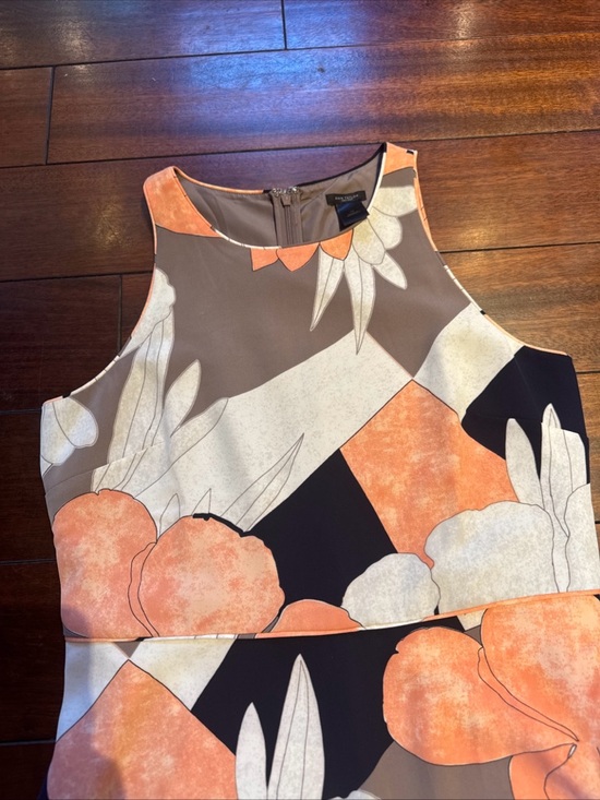 Ann Taylor Factory Dress Womens Size 10 Floral Sleeveless A-Line Coral And Navy - Picture 2 of 6